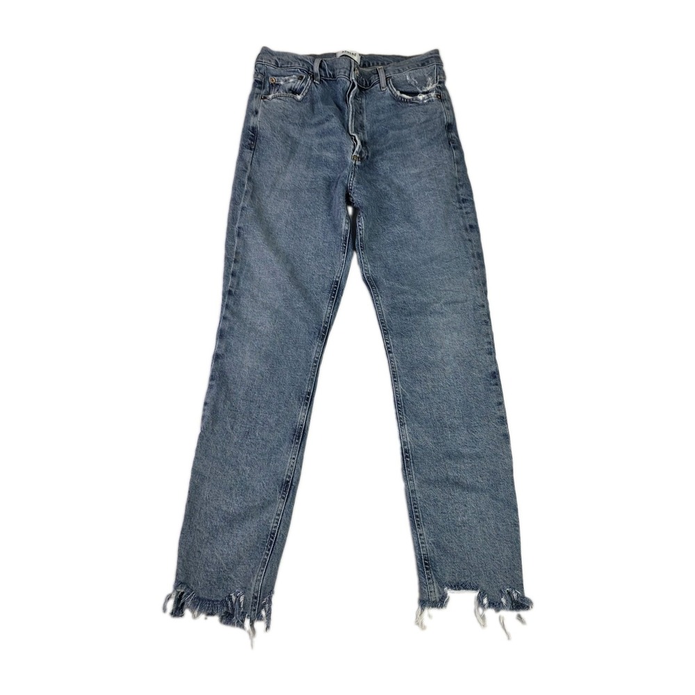 Agolde Jeans Womens 28 Nico High Rise Slim Fit Rooted Wash Distressed Raw Hem